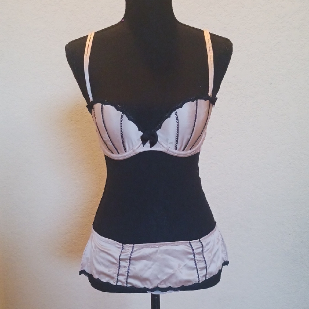 🎀 Victorias Secret Sexy Little Things Satin Push Up Bra & Panty Set 34C/Small